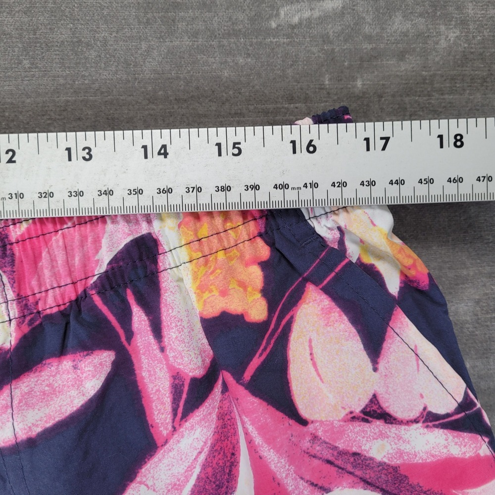 Columbia Mens XL Floral Tropical Print Shorts Navy Pink Yellow Elastic Waist - Picture 6 of 6